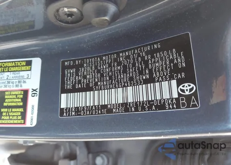 2016 Toyota Corolla L from USA, damaged, VIN 5YFBURHE6GP462533